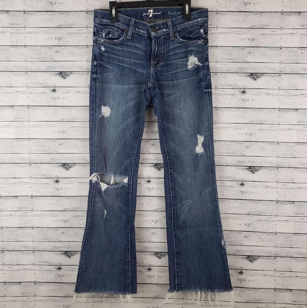 7 For All Mankind Bootcut Distressed Raw Hem Jeans